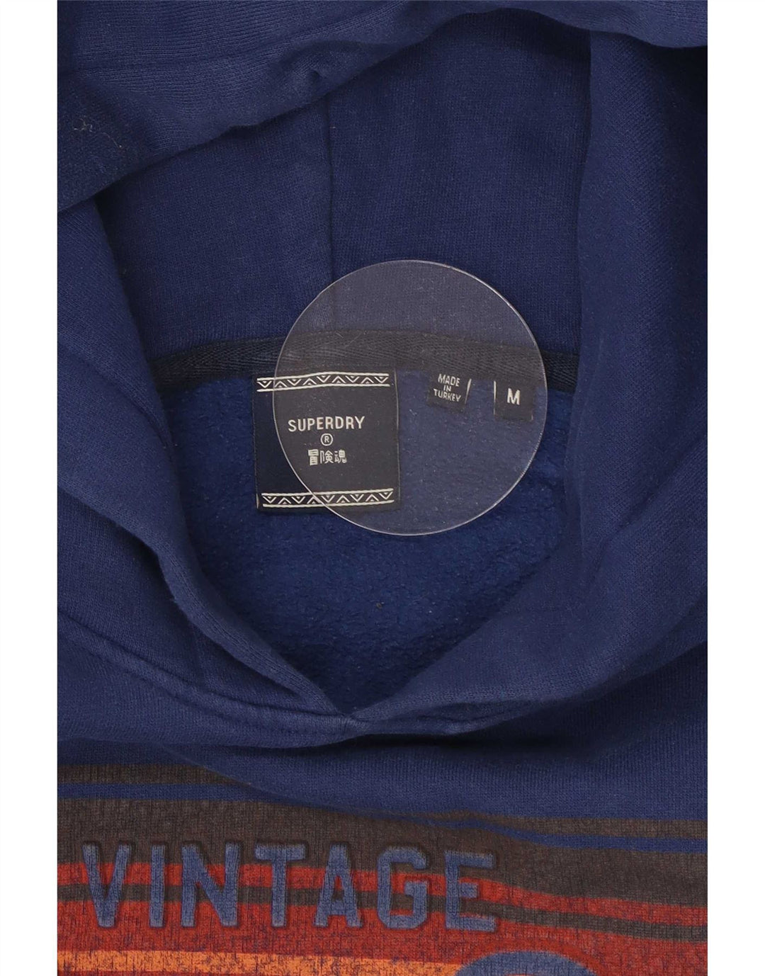 Męski sweter z kapturem Superdry z grafiką, średni granatowy, bawełniany