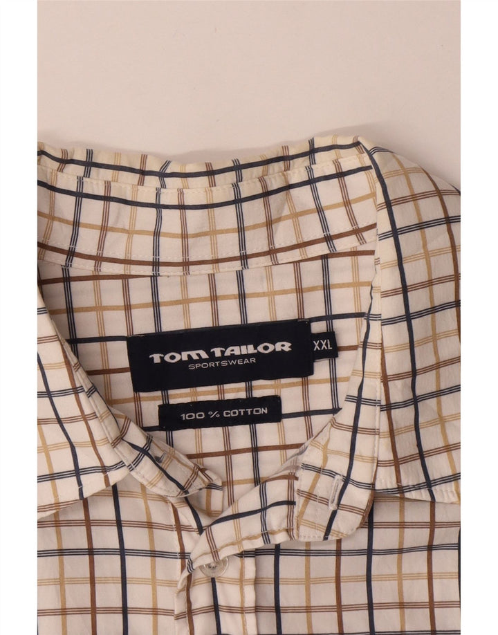 Męska koszula z krótkim rękawem TOM TAILOR 2XL, bawełniana w białą kratkę