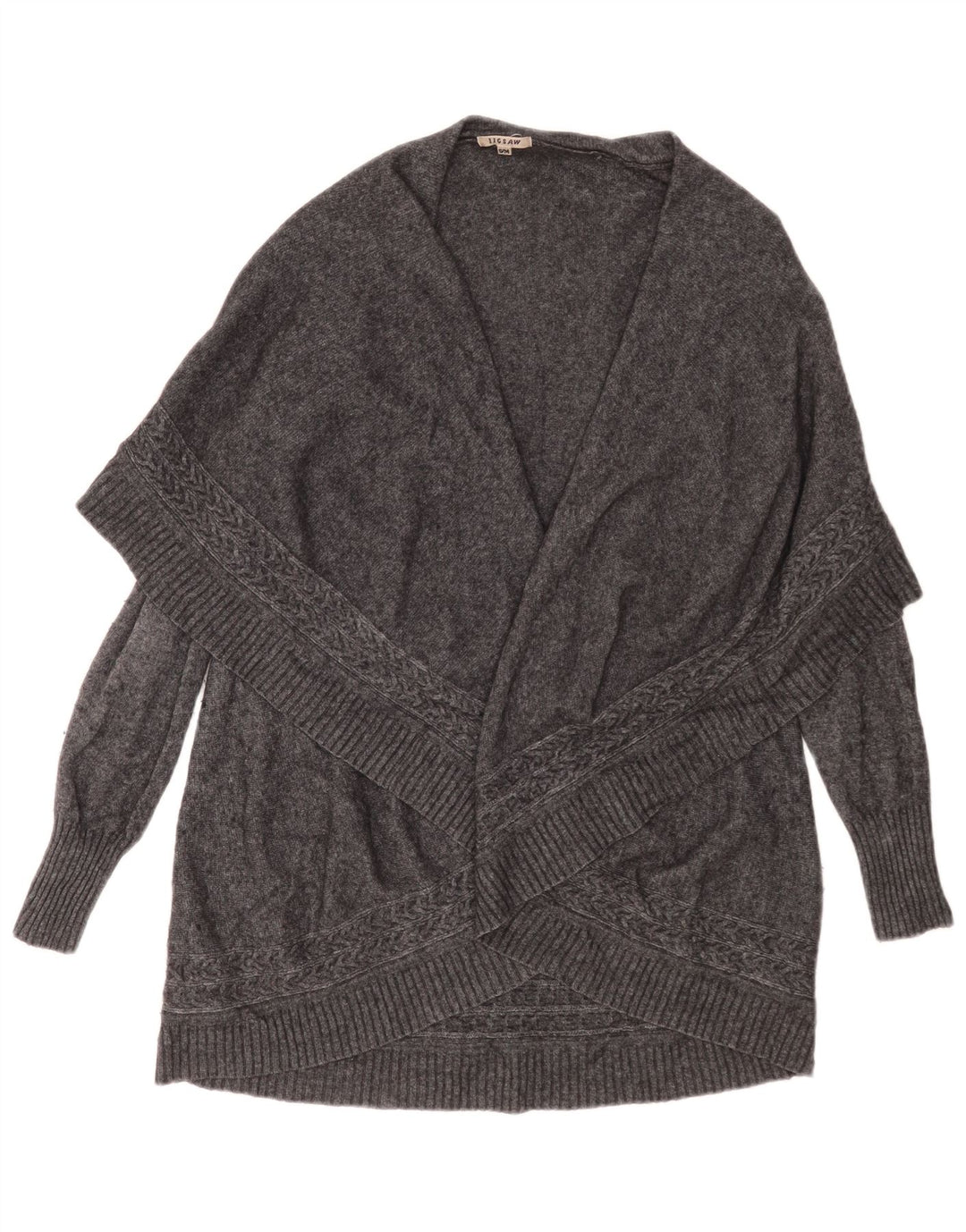 Sweter damski Jigsaw Longline Cardigan UK 10 Small, szara wełna