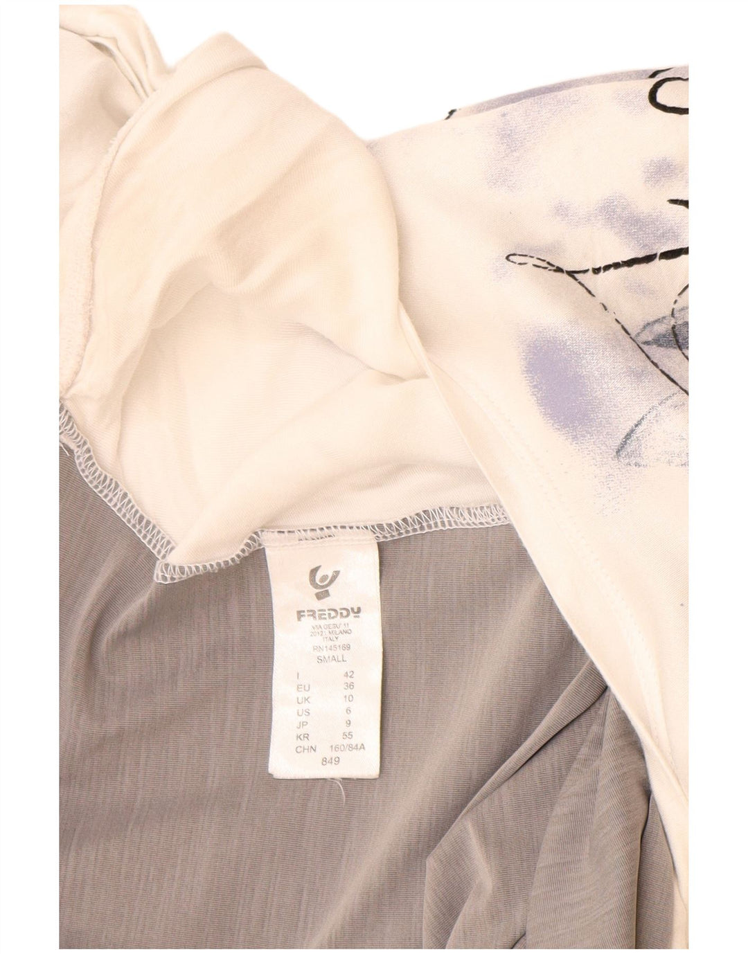 Damska koszulka oversize z grafiką Freddy Top UK 10 Small White Colorblock