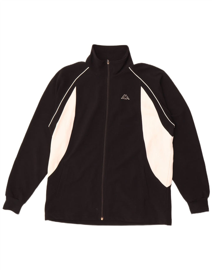 Męska kurtka dresowa Kappa, duża, czarna, poliestrowa z blokami kolorów