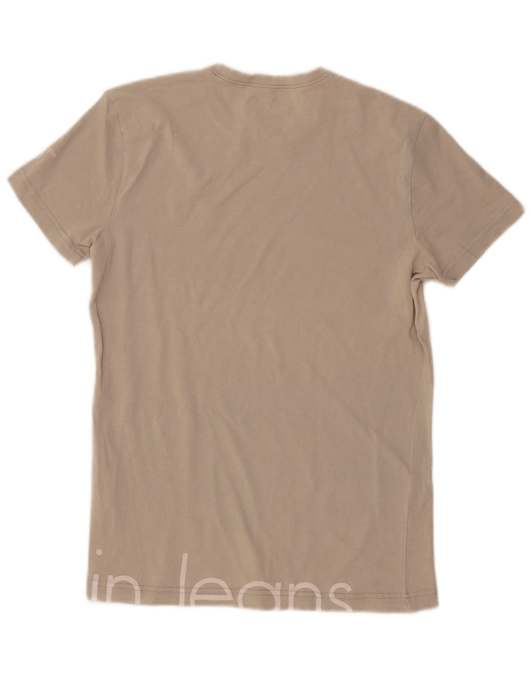 Męski T-shirt z grafiką Calvin Klein, mały, złamanej bieli, bawełniany