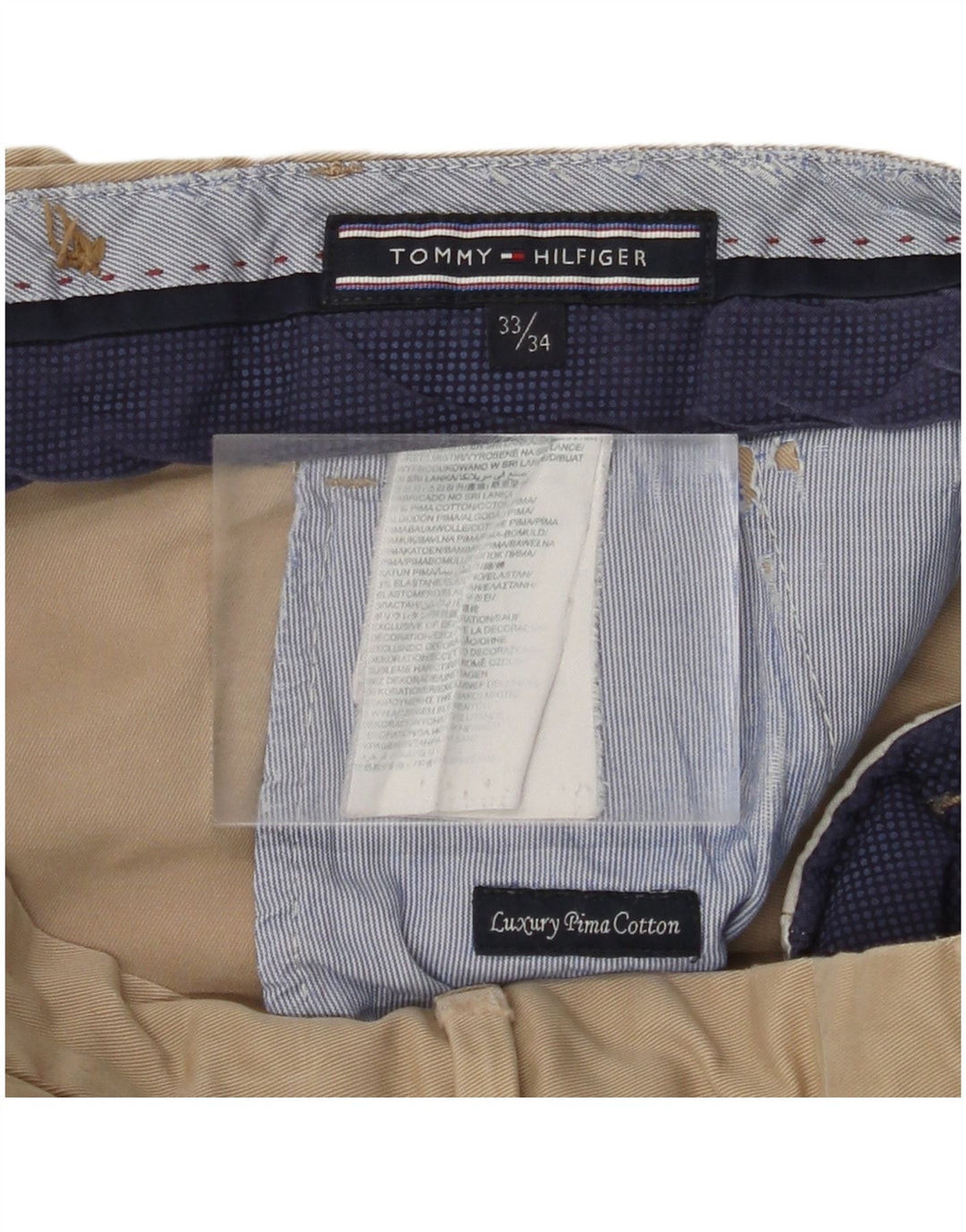 Męskie spodnie typu skinny chino TOMMY HILFIGER W33 L34 beżowa bawełna