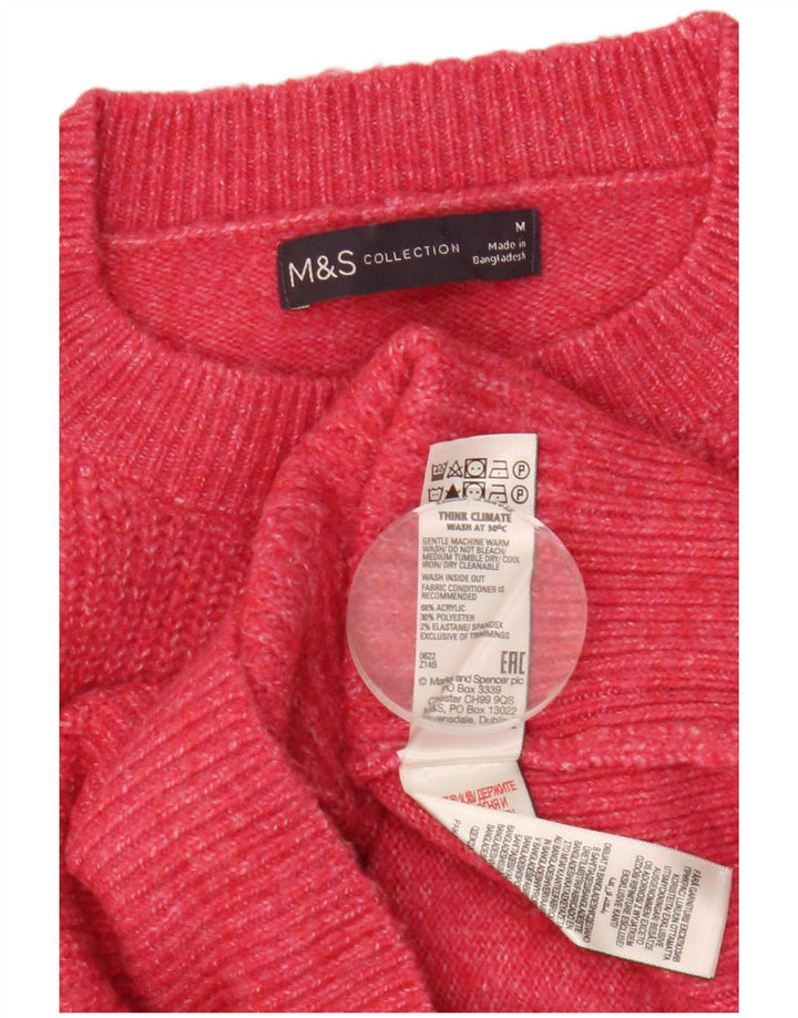 Marks & Spencer Damski sweter z okrągłym dekoltem, UK 14, średni, różowy, nakrapiany