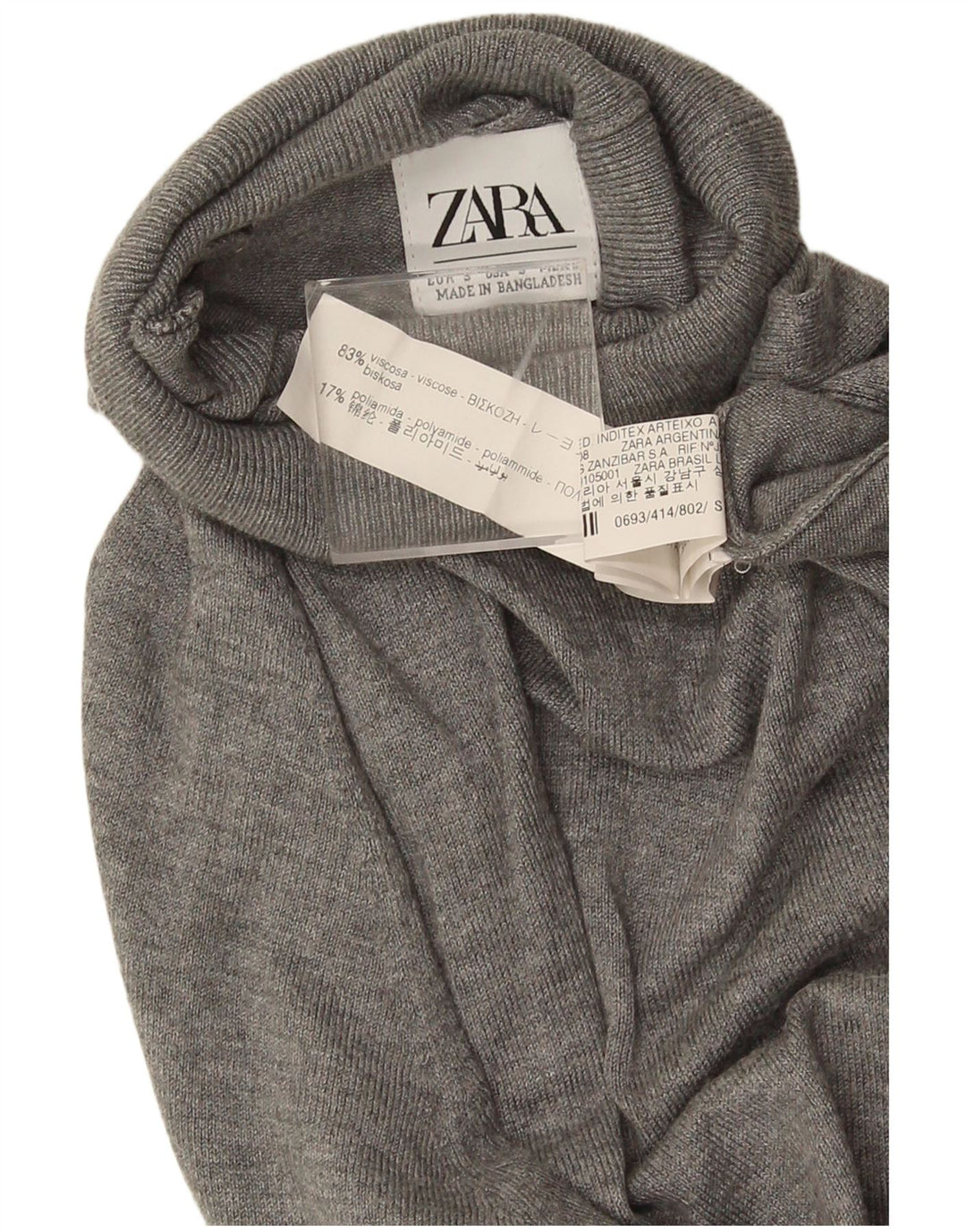 Damski sweter z golfem Zara UK 10 Small Szara wiskoza