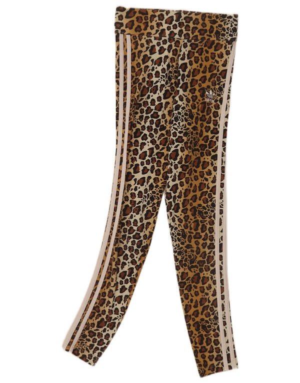 Legginsy damskie Adidas UK 6 XS, brązowa, bawełniana z nadrukiem zwierzęcym