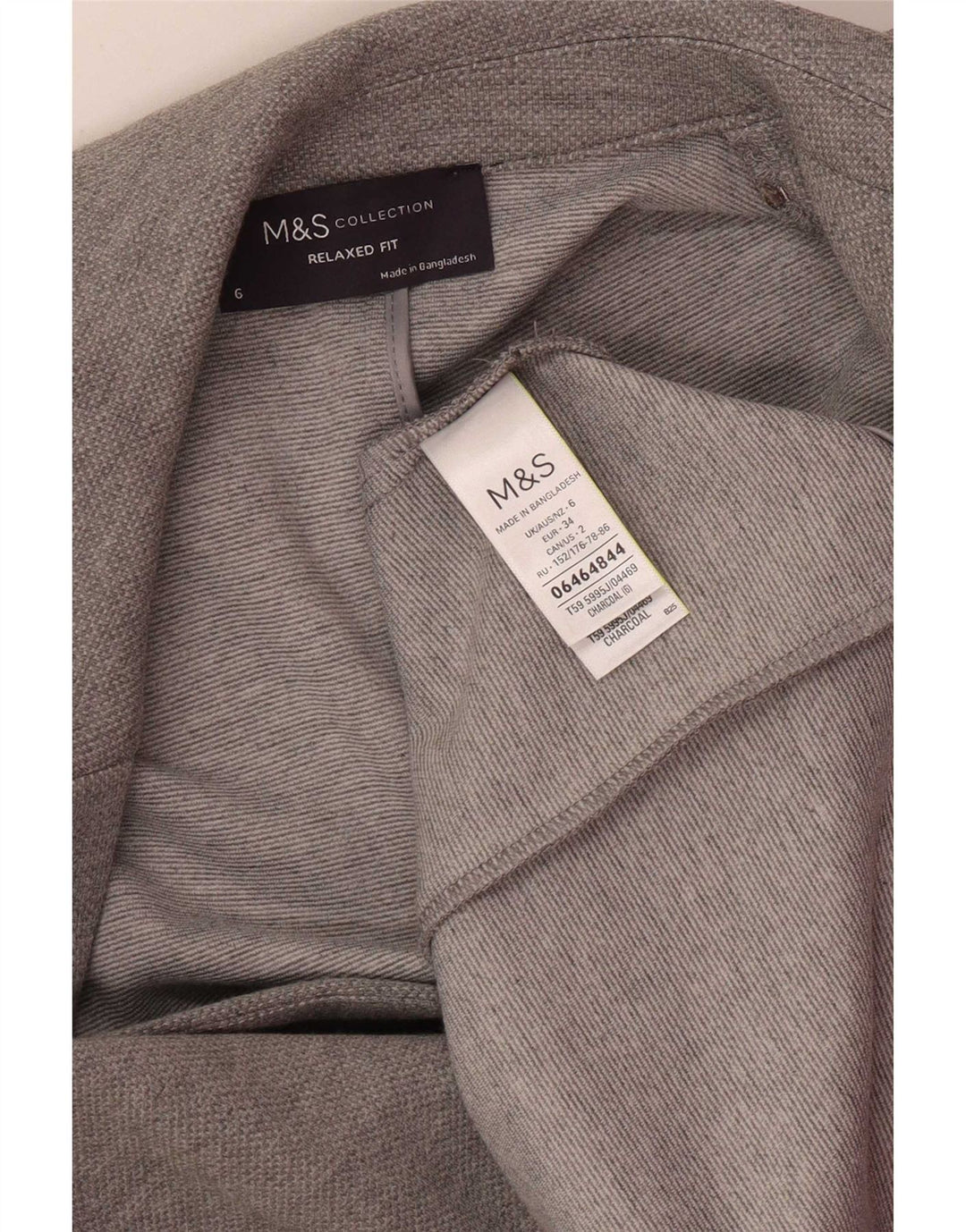 Marks & Spencer Damska marynarka o swobodnym kroju UK 6 XS, szary poliester