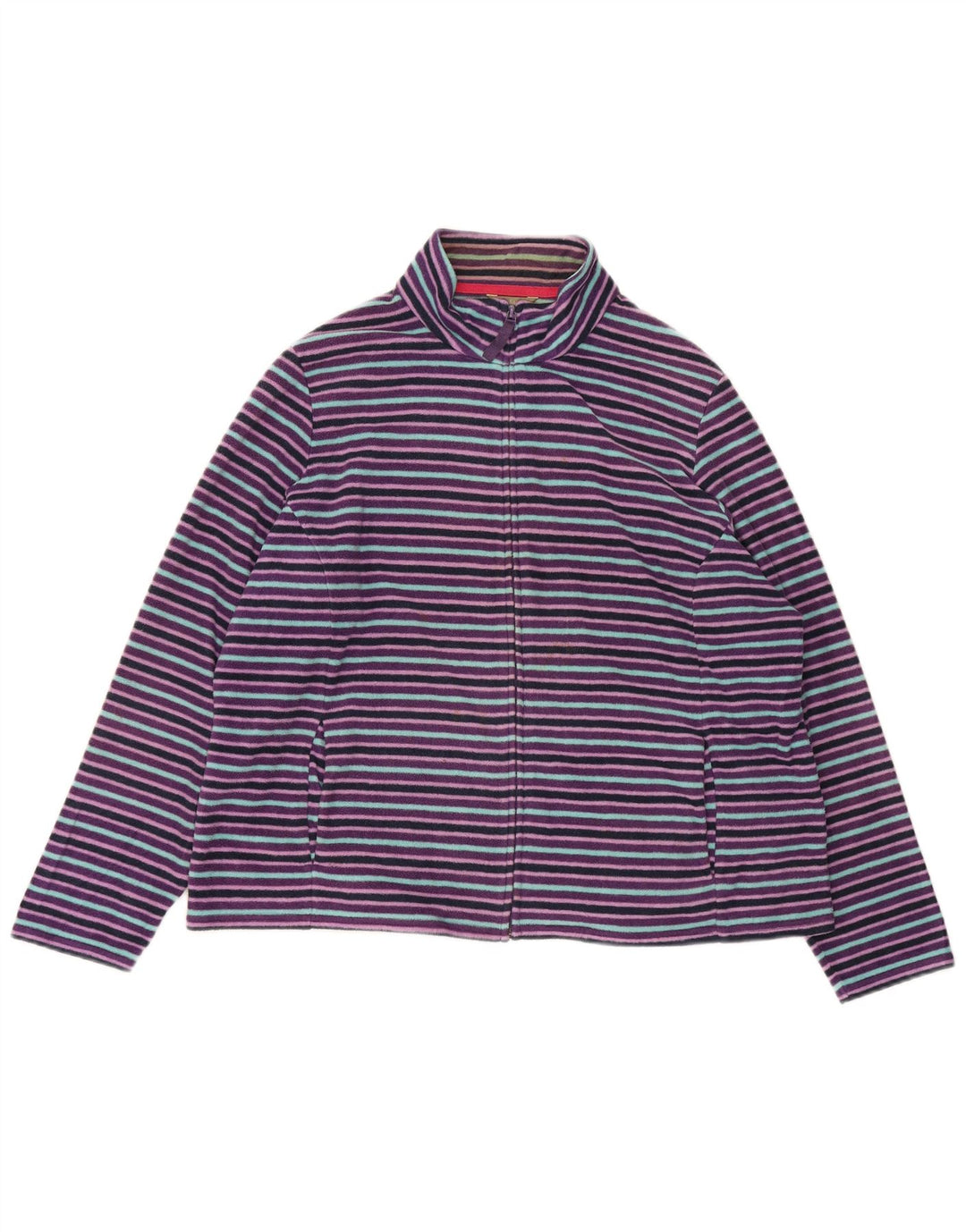 Damska kurtka polarowa Marks & Spencer UK 22 2XL Fioletowy poliester w paski