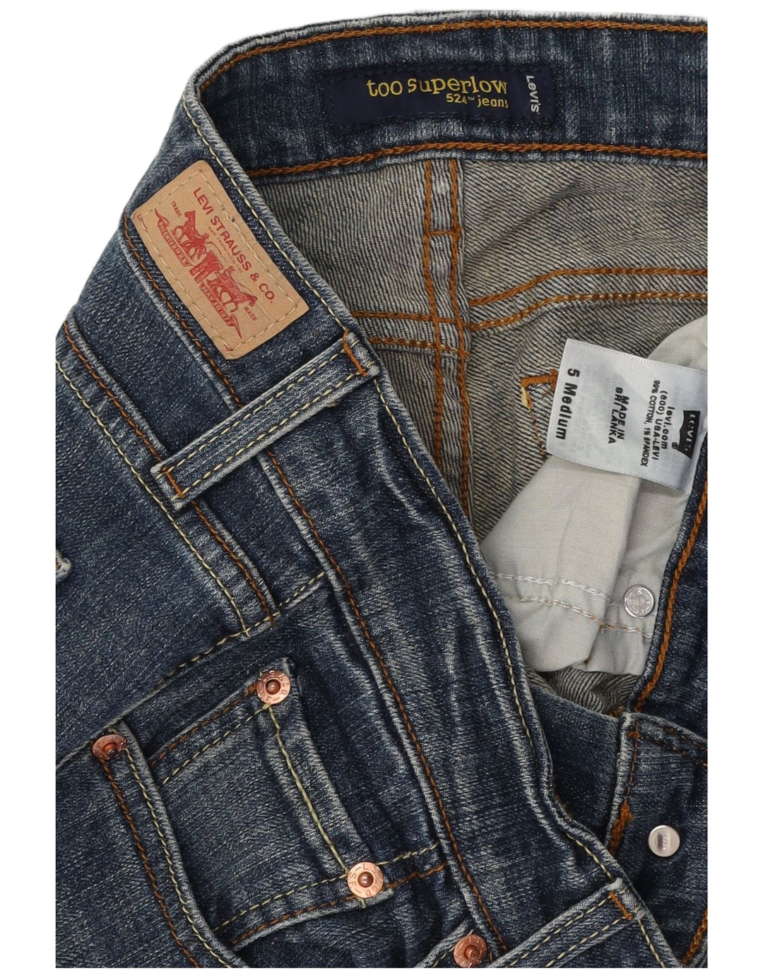 LEVI'S Damskie 524 Too Superlow Skinny Jeans US 5 Small W29 L32 Niebieskie bawełniane