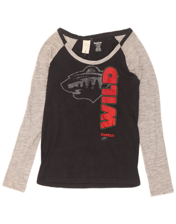Damski top Reebok Minnesota Wild Graphic z długim rękawem, UK 14, duży, czarny