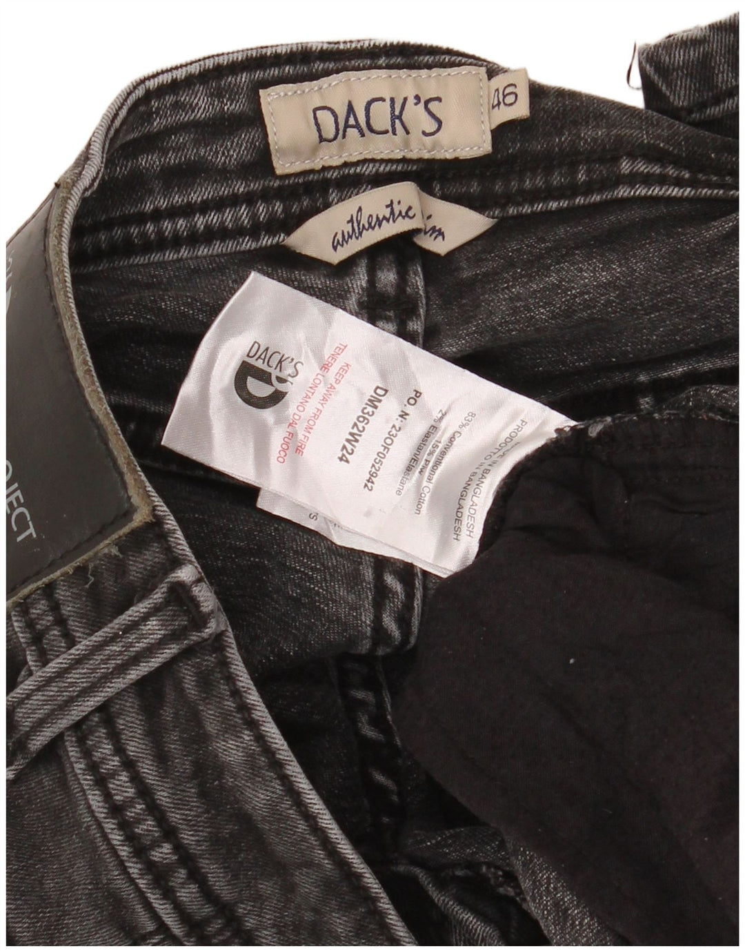 DACK'S Męskie jeansy slim IT 46 Small W32 L32 Czarna bawełna