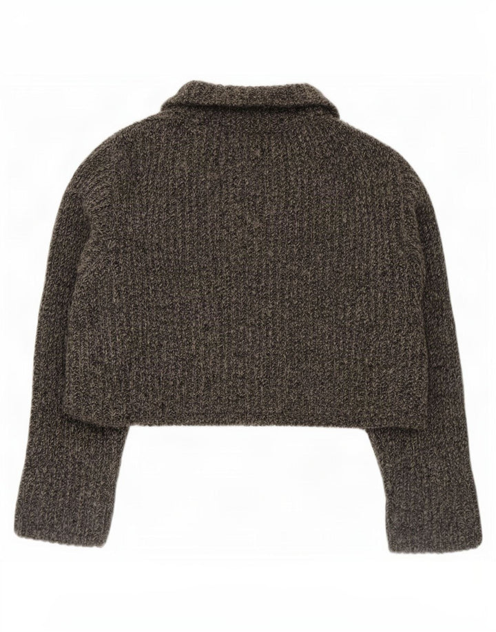 Damski sweter rozpinany Marlboro Classics Crop Cardigan UK 14 Średni szary nakrapiany
