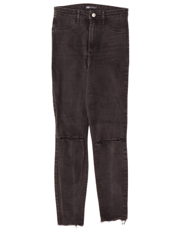 Damskie dżinsy rurki Zara w trudnej sytuacji EU 36 XS W26 L27 Czarne nowoczesne