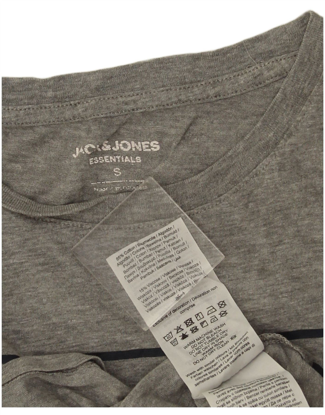 Męski T-shirt z grafiką Jack & Jones, mały, szary, bawełniany