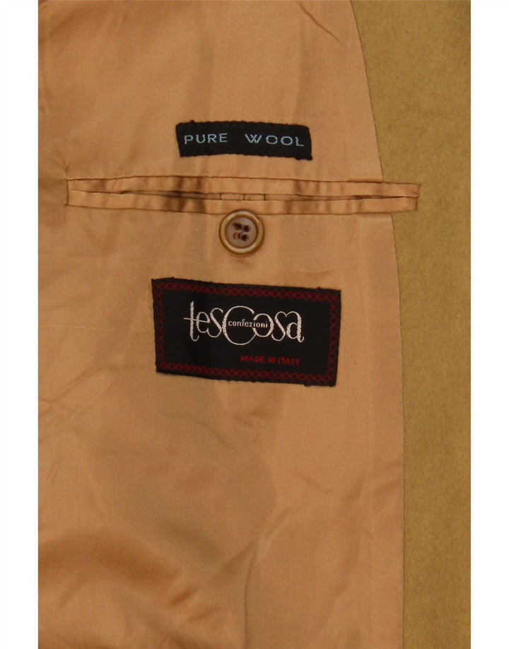 Vintage damski płaszcz dwurzędowy UK 14, średnia wełna khaki