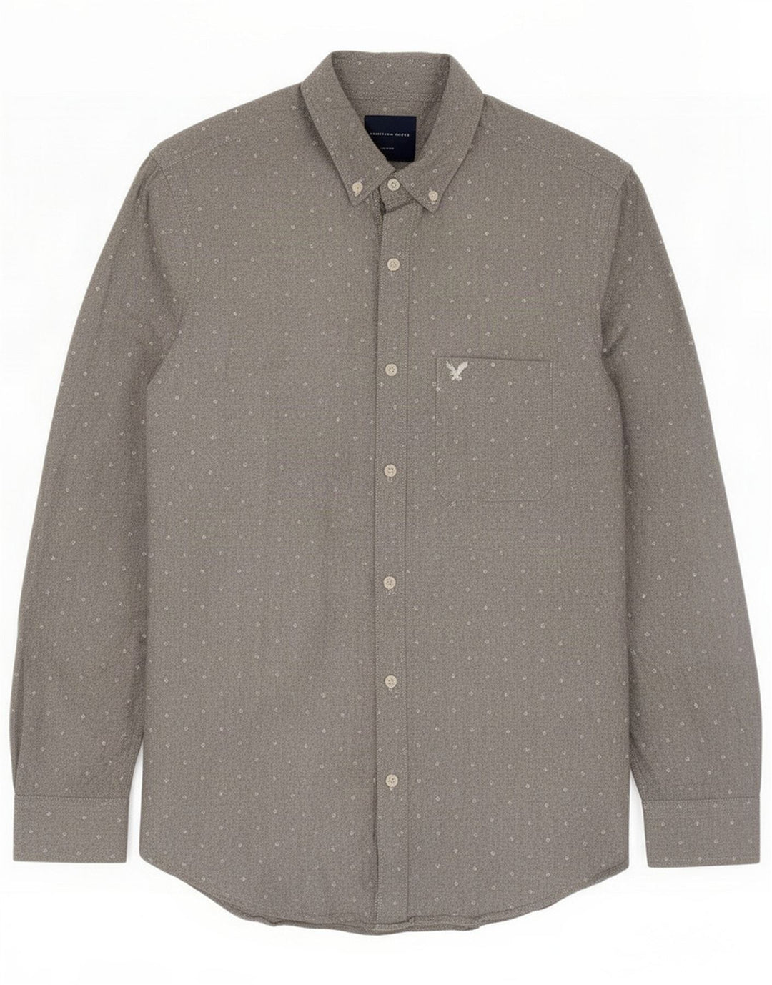 Męska koszula slim fit American Eagle, średnioszara, bawełniana w kropki