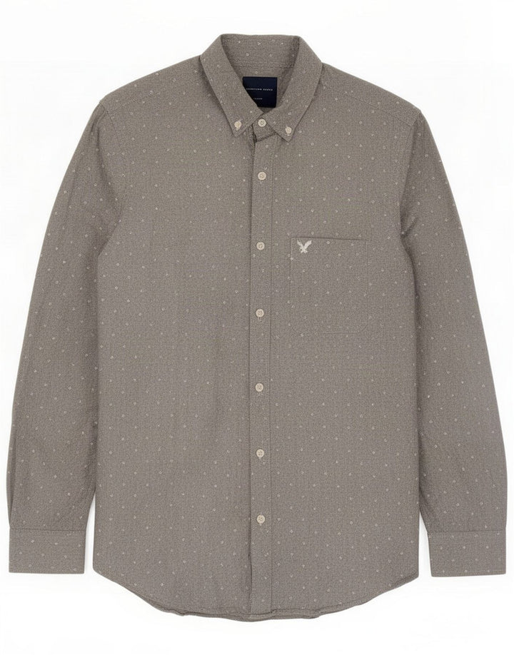 Męska koszula slim fit American Eagle, średnioszara, bawełniana w kropki