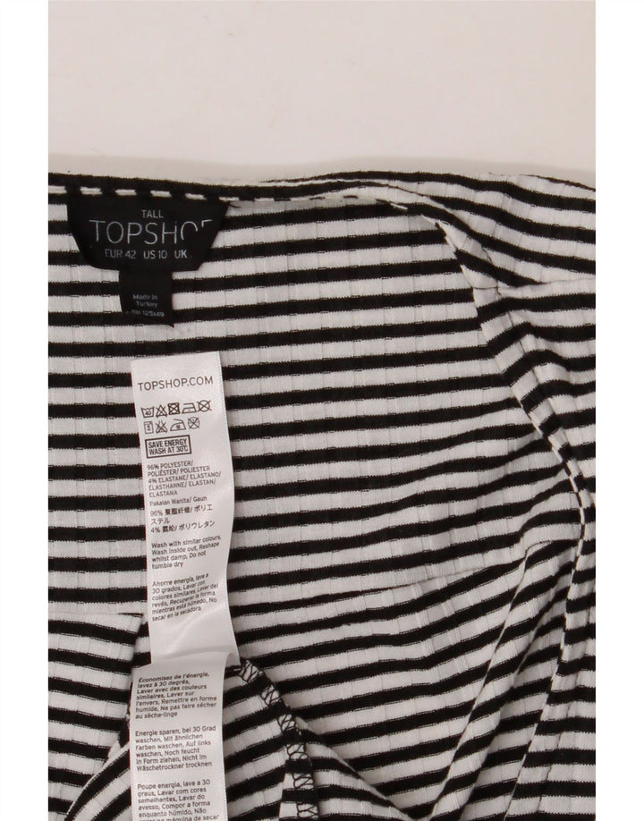 Damska sukienka kopertowa Topshop UK 10, małe, czarne paski, poliester