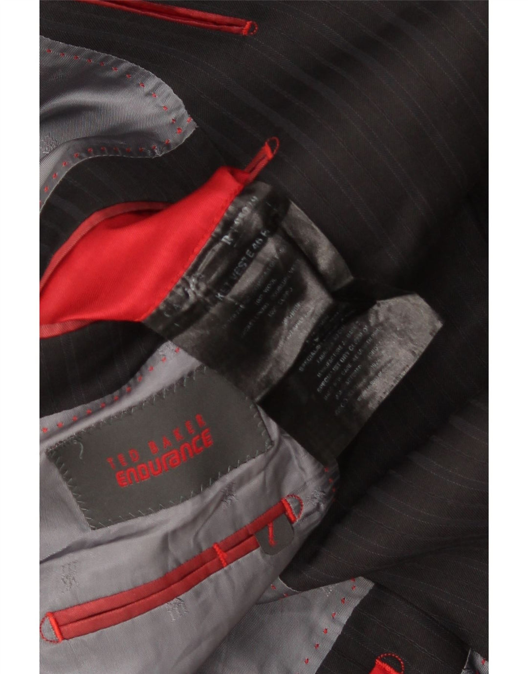 Ted Baker Męska marynarka zapinana na 2 guziki UK 46 3XL Czarna wełniana w prążki