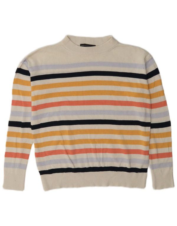 Marks & Spencer Damski sweter z okrągłym dekoltem, UK 6 XS, w białe paski