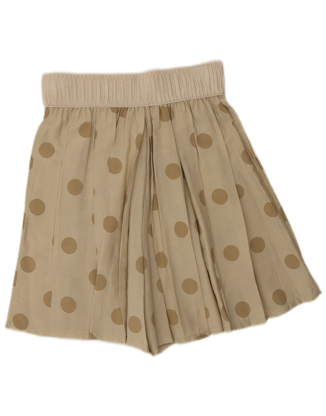Spodenki damskie w stylu vintage z wysokim stanem Cullotes W28 w kolorze średniego beżu w kropki