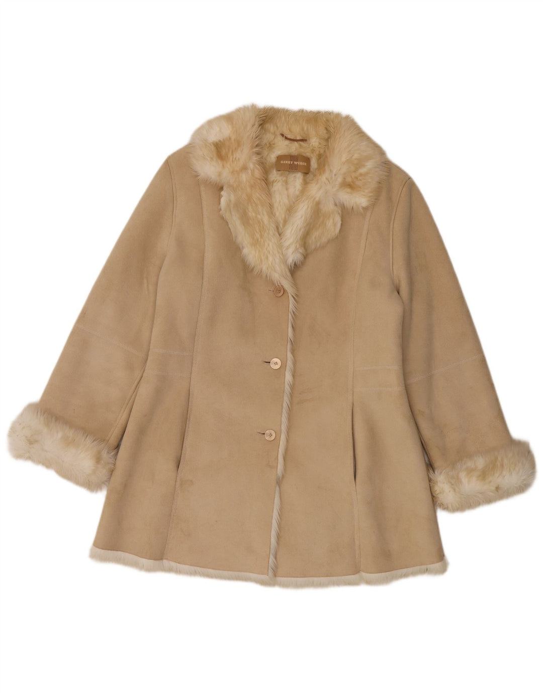Damski płaszcz oversize Sherpa Gerry Weber UK 12, średni beżowy poliester