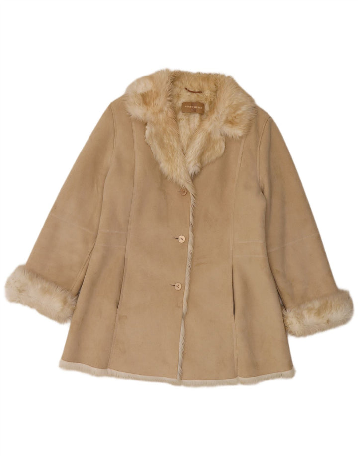 Damski płaszcz oversize Sherpa Gerry Weber UK 12, średni beżowy poliester