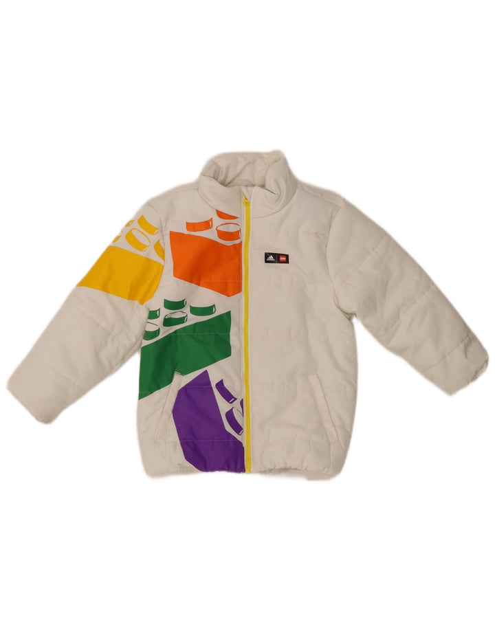 ADIDAS Chłopięca wyściełana kurtka Lego 4-5 lat Biały poliester w bloki kolorów