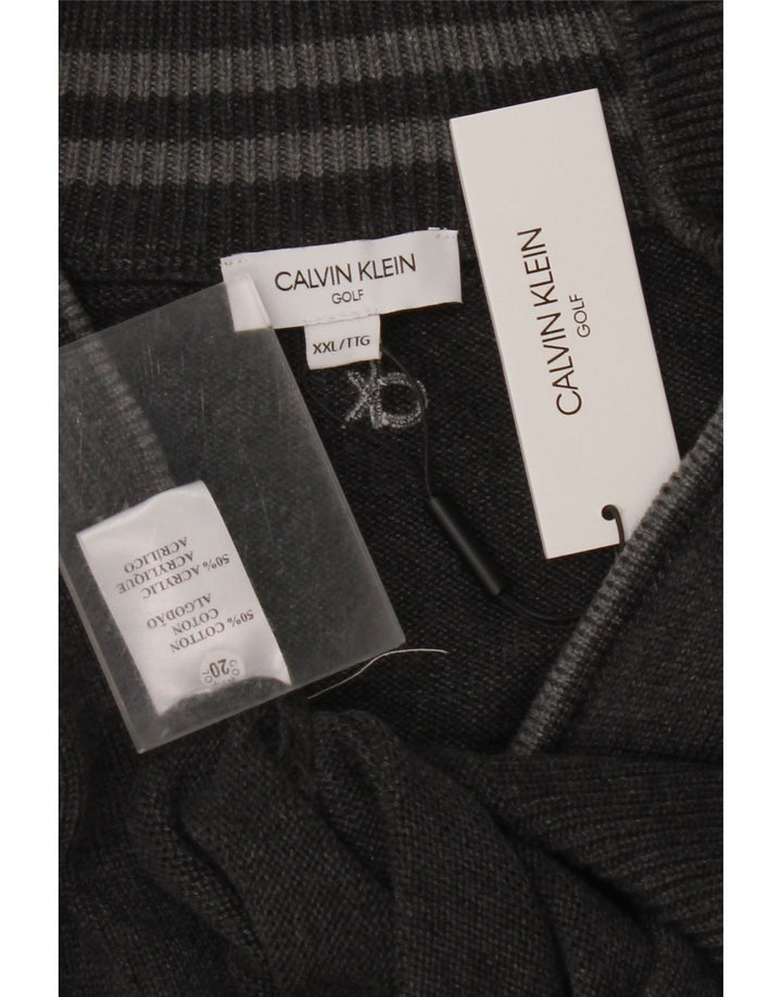 Męski sweter golfowy CALVIN KLEIN z zamkiem błyskawicznym, 2XL, szary, bawełniany