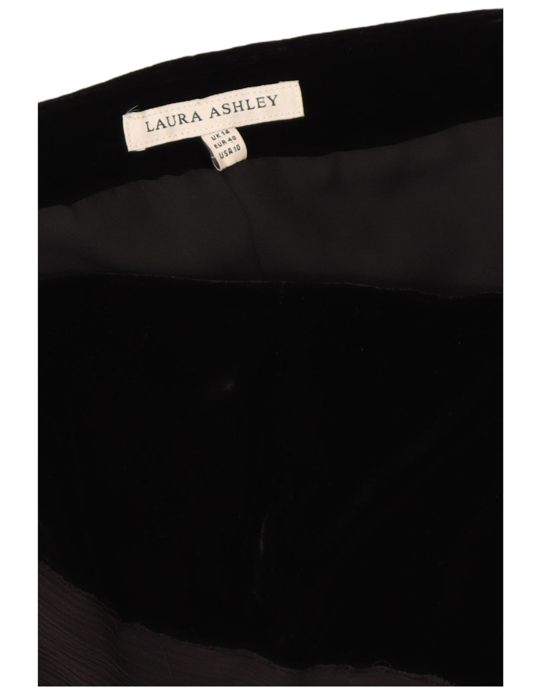 LAURA ASHLEY Damski aksamitny gorsetowy top UK 14 Średnia czarna wiskoza