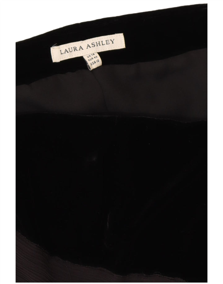 LAURA ASHLEY Damski aksamitny gorsetowy top UK 14 Średnia czarna wiskoza