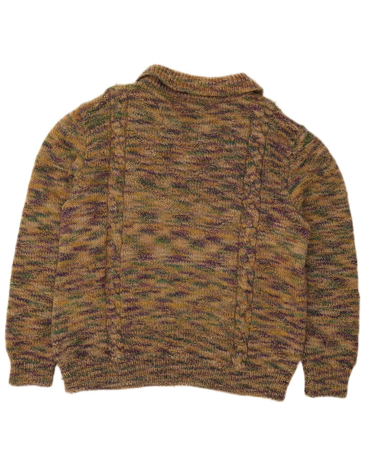 Męski sweter z golfem w stylu vintage, średnio zielony, nakrapiany