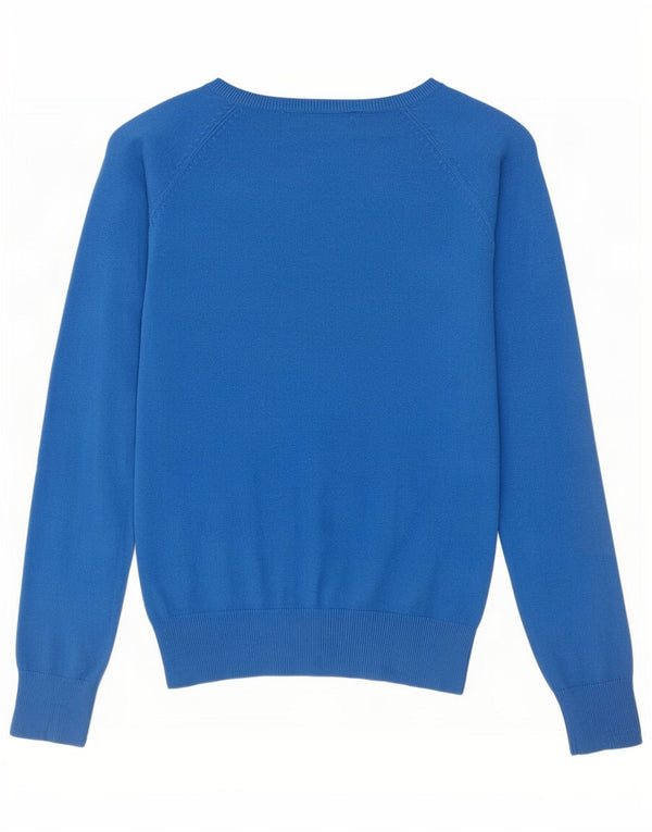 Sweter damski Zara z dekoltem w kształcie litery V, UK 12, średni niebieski, bawełniany