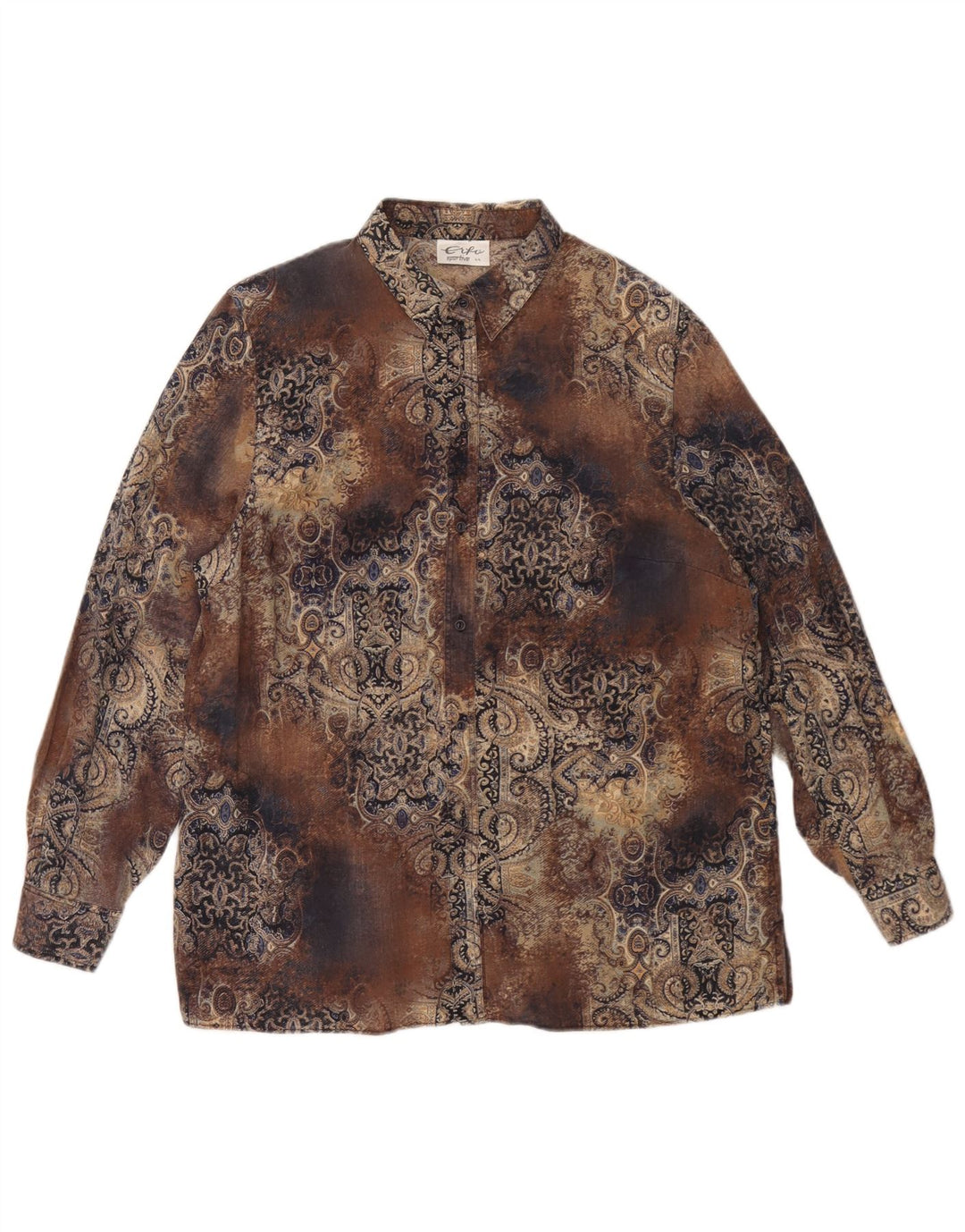 Damska koszula oversize w stylu vintage IT 44 Średni brąz Paisley Tencel