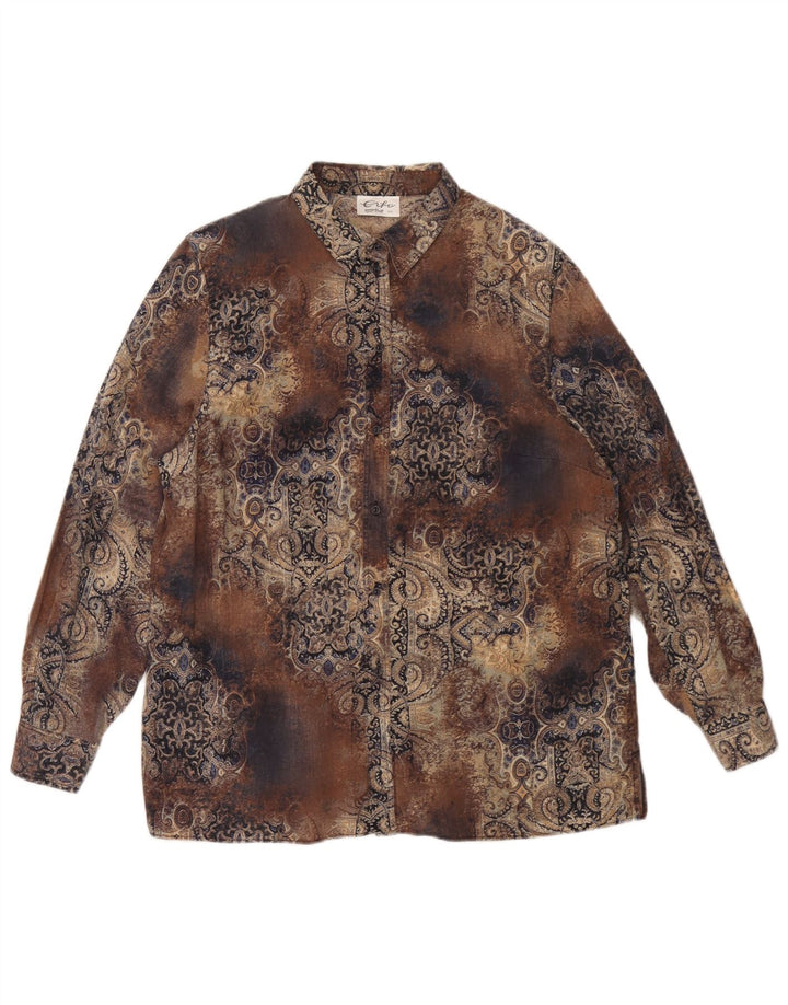 Damska koszula oversize w stylu vintage IT 44 Średni brąz Paisley Tencel