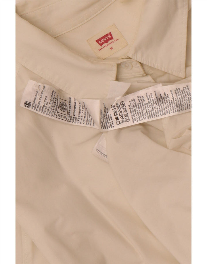 Damska sukienka koszulowa oversize z długim rękawem Levi's UK 14 Średnia biała bawełna