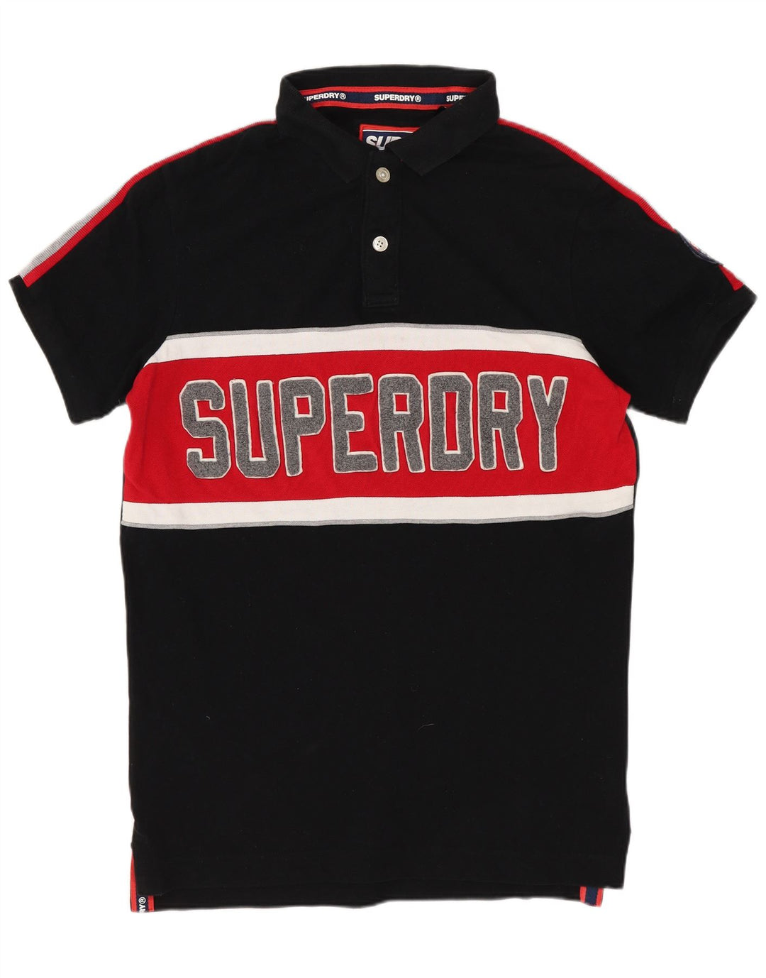 Męska koszulka polo SUPERDRY z grafiką, bawełniana, w kolorze średniej czerni