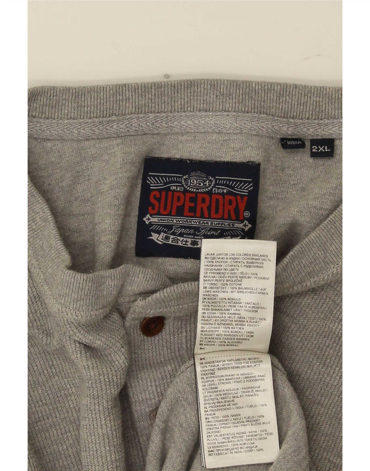 Męski top Superdry z długim rękawem 2XL, szary, bawełniany