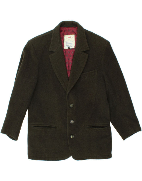 CARRERA Womens 3/4 Sleeve 3 Button Blazer Jacket UK 14 Large Khaki Wool