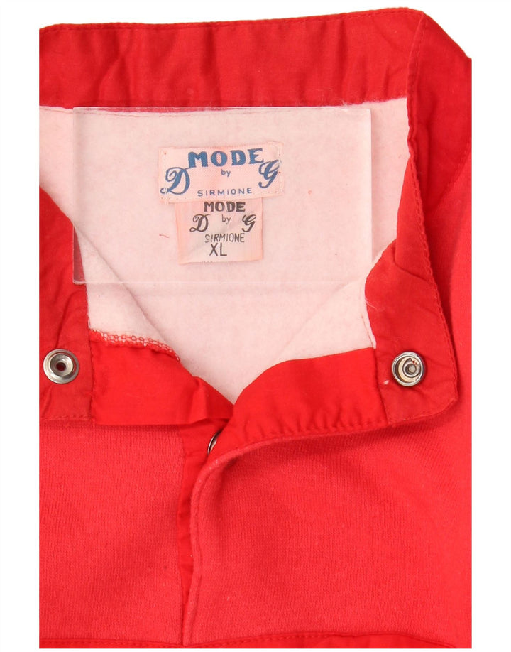 Damska bluza z kapturem w stylu vintage, zapinana na guziki, UK 18 XL, czerwona bawełna