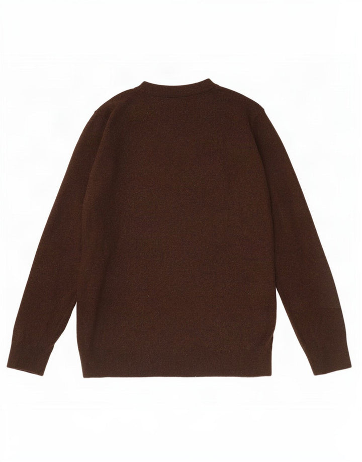 Męski sweter z okrągłym dekoltem Zara XL, brązowa wiskoza