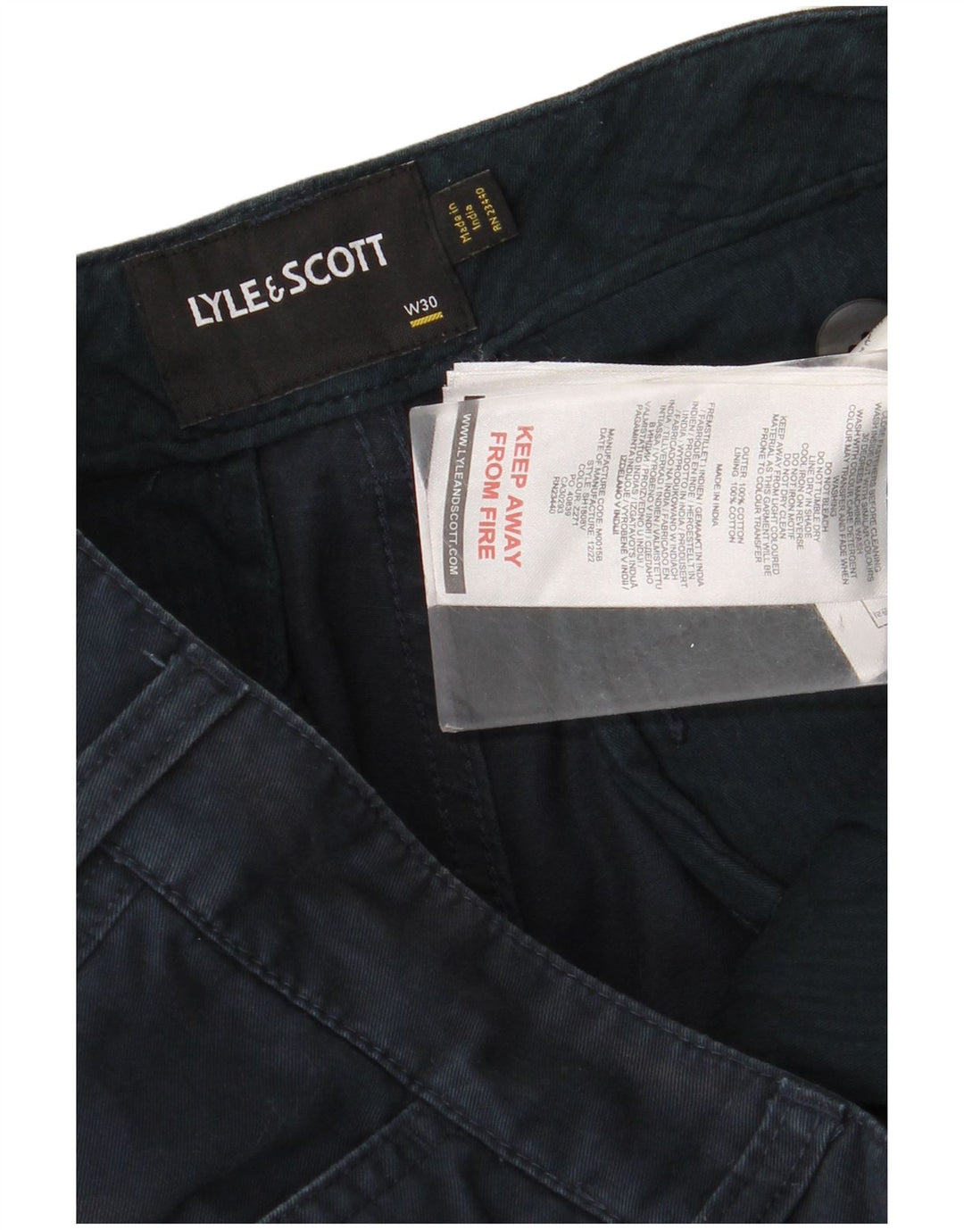 Męskie spodenki cargo Lyle & Scott W30 Średni granatowy, bawełniany