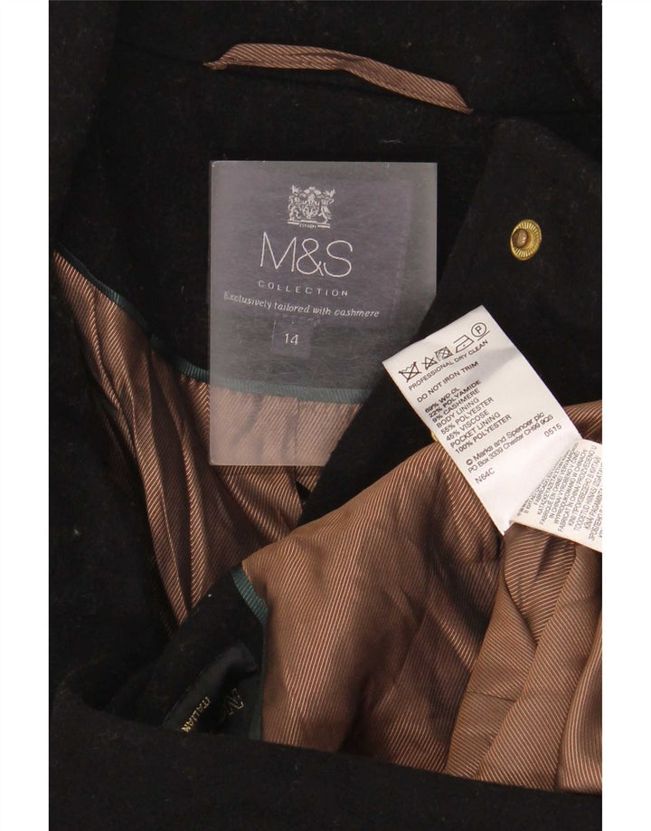 Marks & Spencer Płaszcz damski UK 14, duży, czarny, wełniany