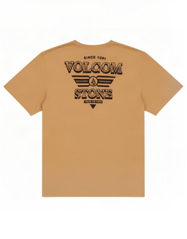 Męski T-shirt z grafiką o nowoczesnym kroju Volcom, top 2XL, beżowa bawełna