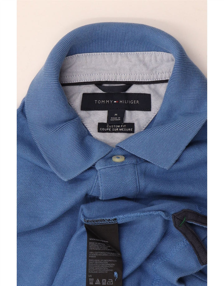 Męska koszulka polo TOMMY HILFIGER o dopasowanym kroju, średnioniebieska, bawełniana