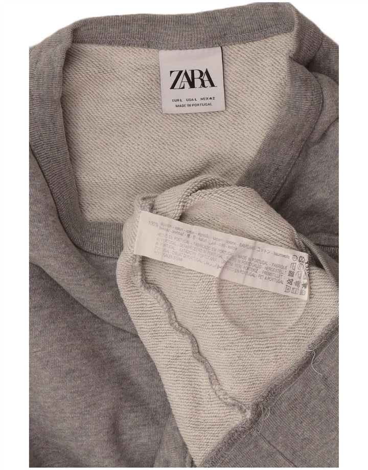 Męski sweter Zara, duży, szary, bawełniany