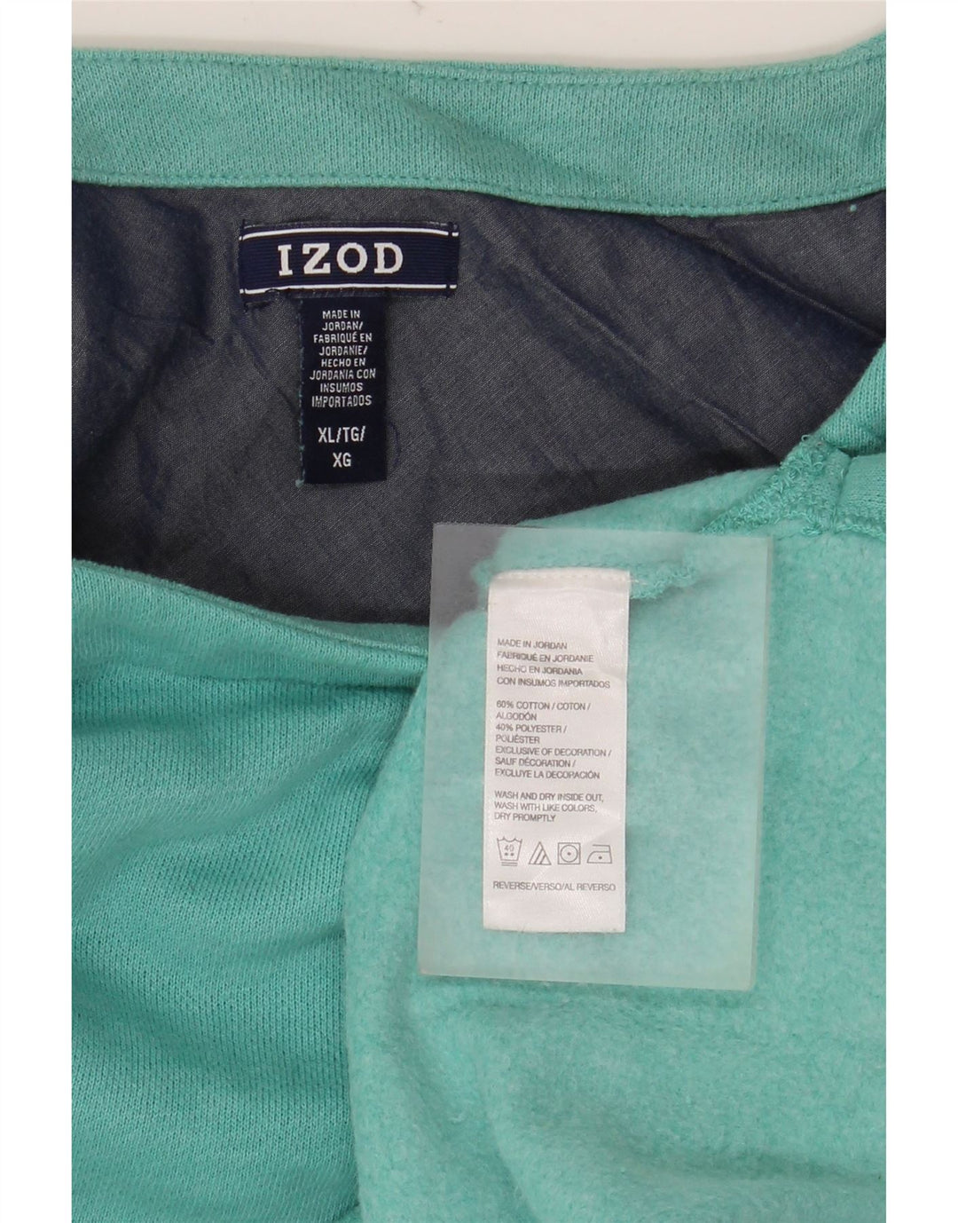 Damski sweter oversize IZOD UK 18 XL, turkusowa bawełna