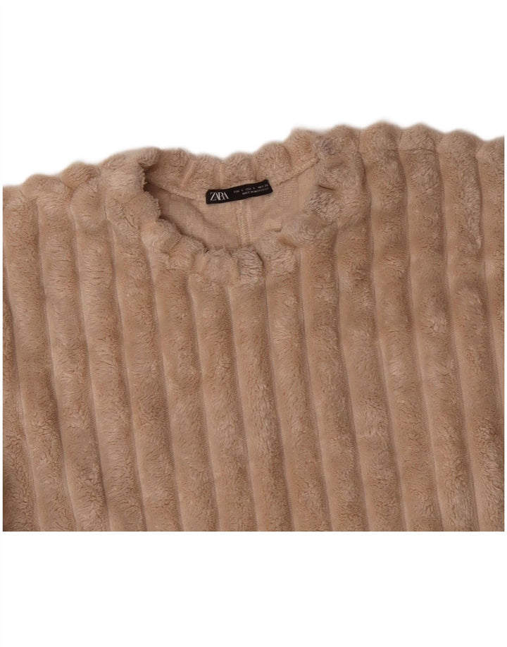 Damski sweter oversize ZARA z polaru UK 10, mały, beżowy