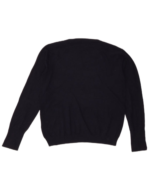 Zara Womens Crew Neck Jumper Sweater UK 18 XL Navy Blue Viscose