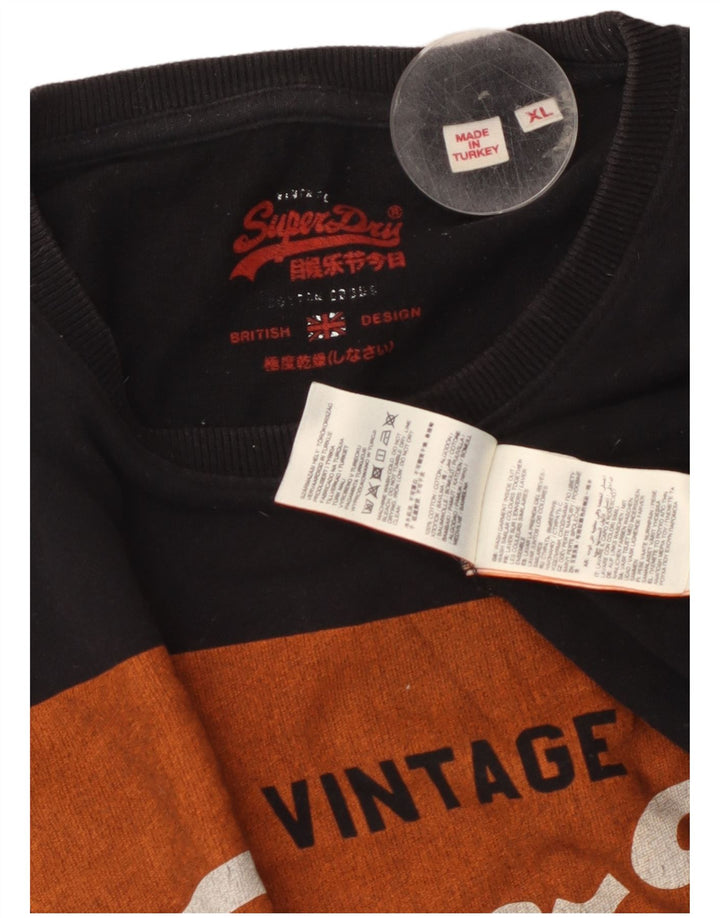 Męski T-shirt z grafiką Superdry, góra XL, czarna, bawełniana